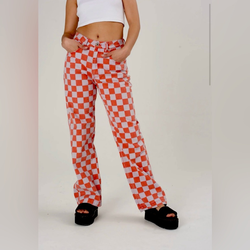 Ragged Priest - Red & Purple Checkered Jean Size 26